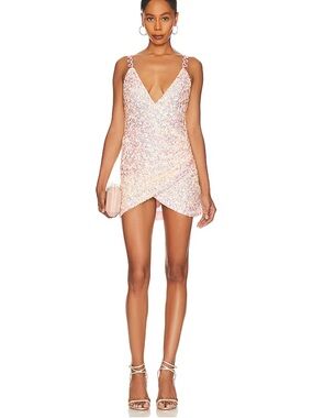 Majorelle Trish Sequin Mini Dress in Pink Iridescent Multi Sz XXS